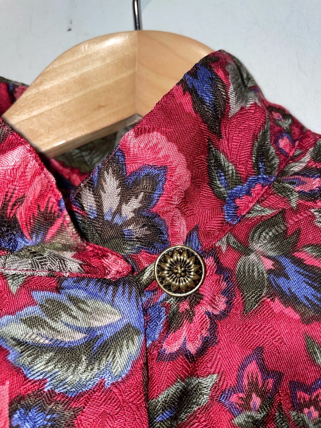 Vintage David Brooks Floral Blouse Made in USA High Neck Romantic Size 4 6