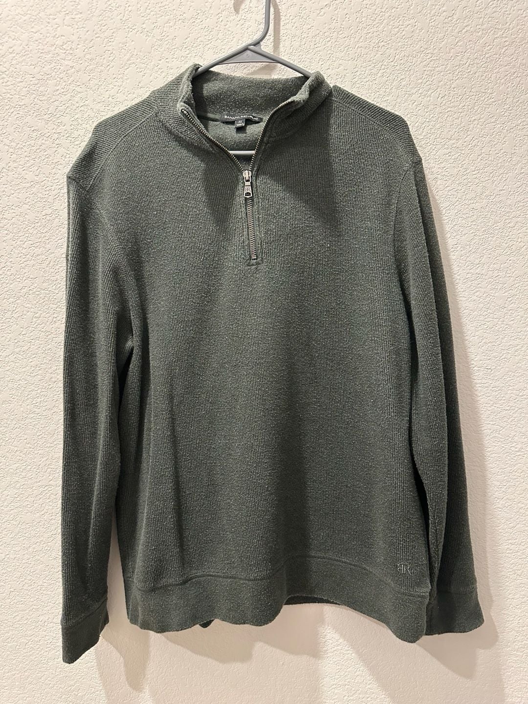 Banana Republic Quarter Zip Sweater Size M Green 2