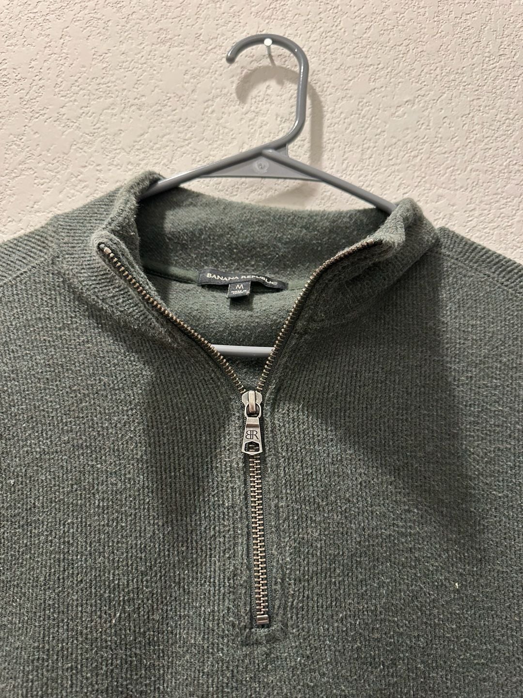 Banana Republic Quarter Zip Sweater Size M Green 4