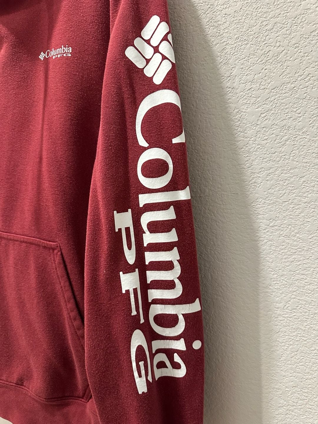 Columbia PFG Pullover Hoodie Size L Red Sleeve Logo 6