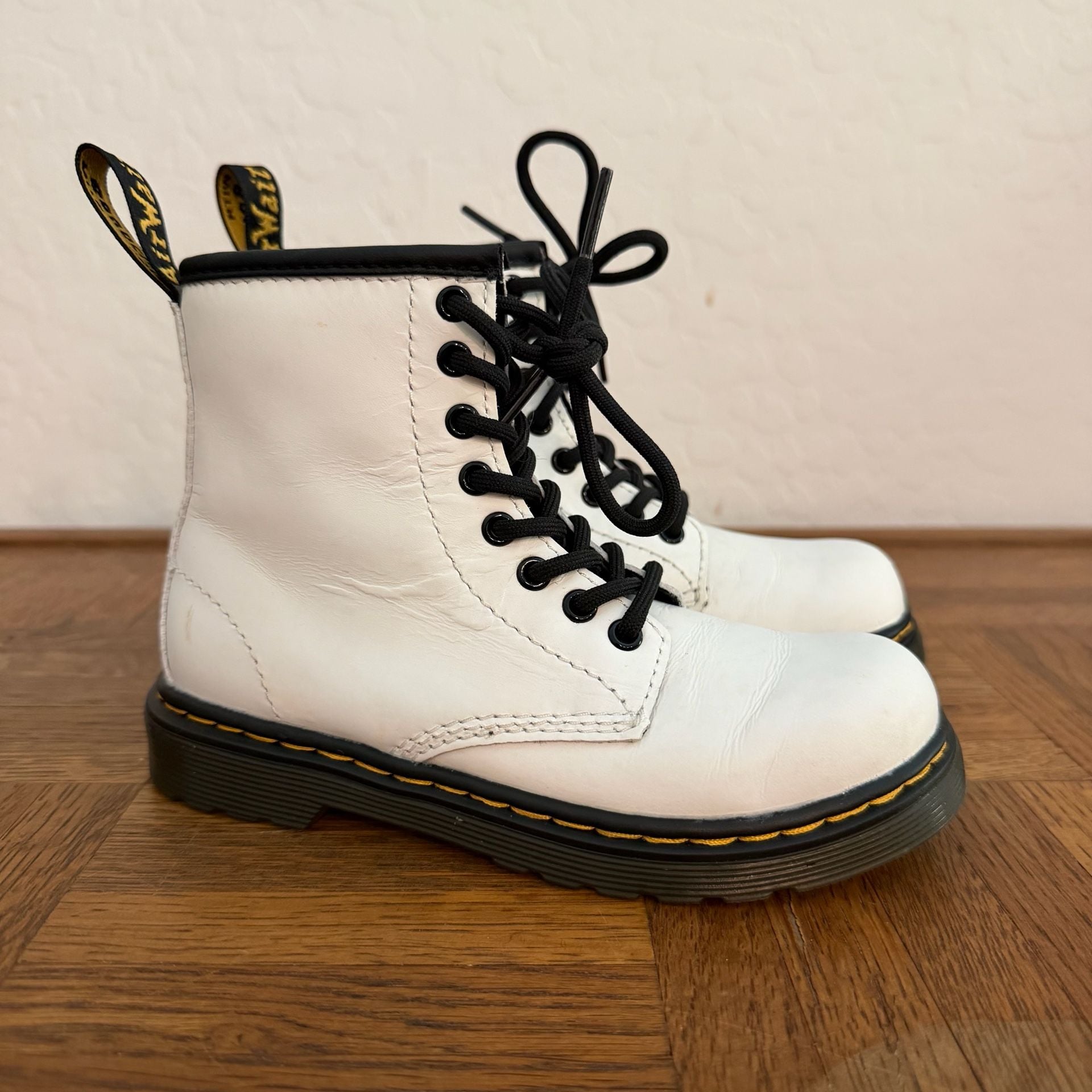 Dr. Martens 1460 J White Leather Lace-Up Boots Toddler 11 2