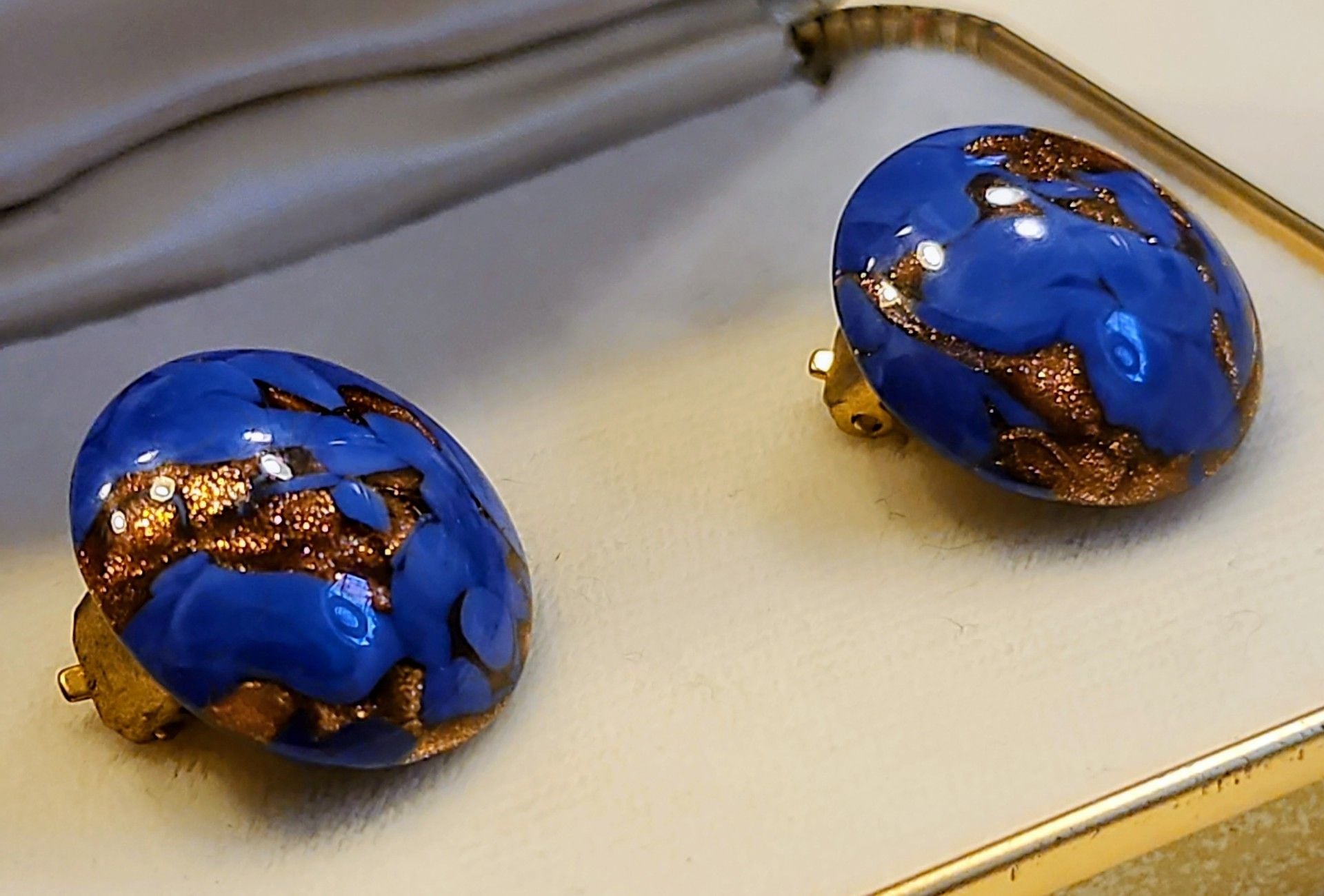 Glass Of Venice Murano Glass Starlight Small Stud Earrings - Navy Blue 2