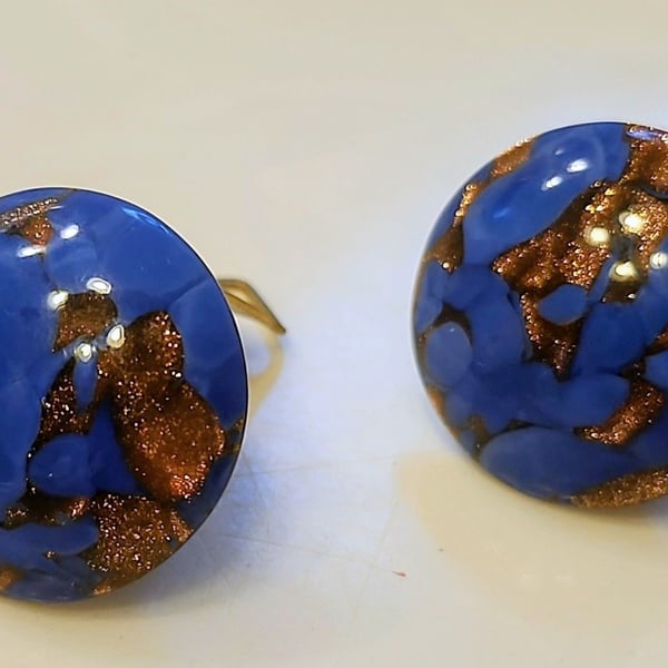 Glass Of Venice Murano Glass Starlight Small Stud Earrings - Navy Blue 