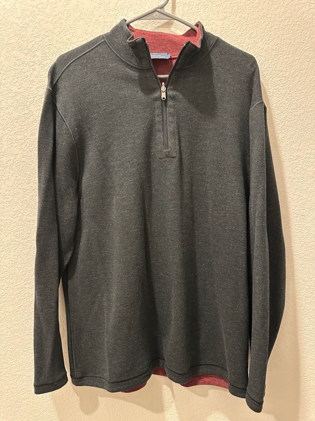 Roundtree & Yorke Half Zip Sweater Size M Gray Reversible Pullover 2