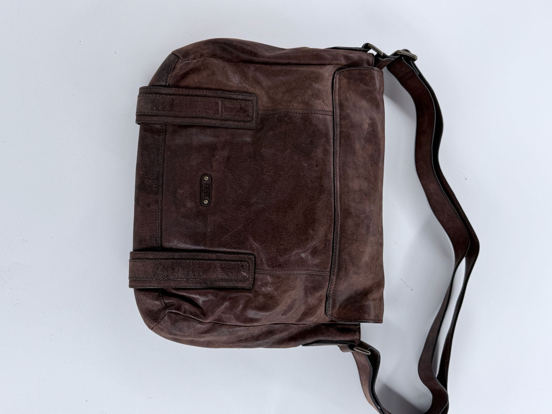Frye Logan Flap Messenger Bag Brown Leather 6