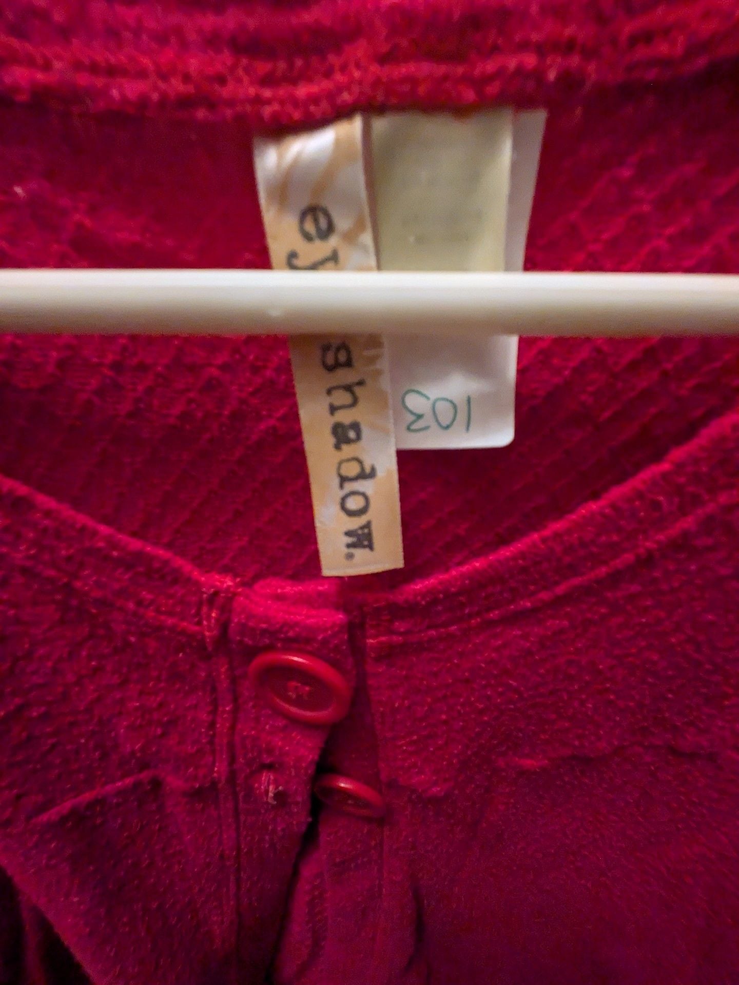 eyeshadow Top pink Textured Short Sleeve Button Front 3