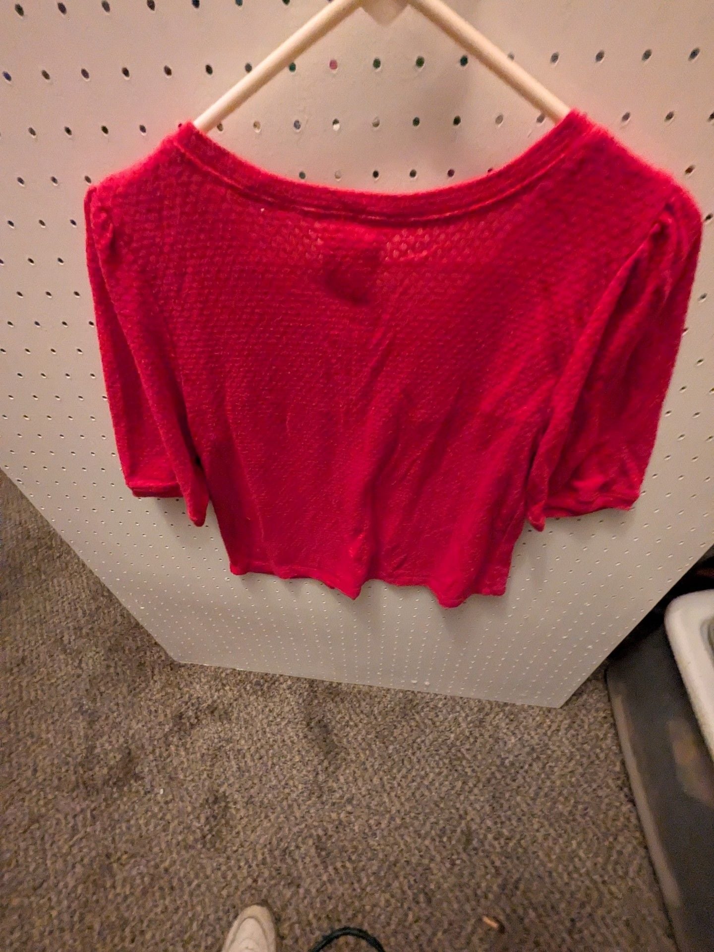 eyeshadow Top pink Textured Short Sleeve Button Front 4
