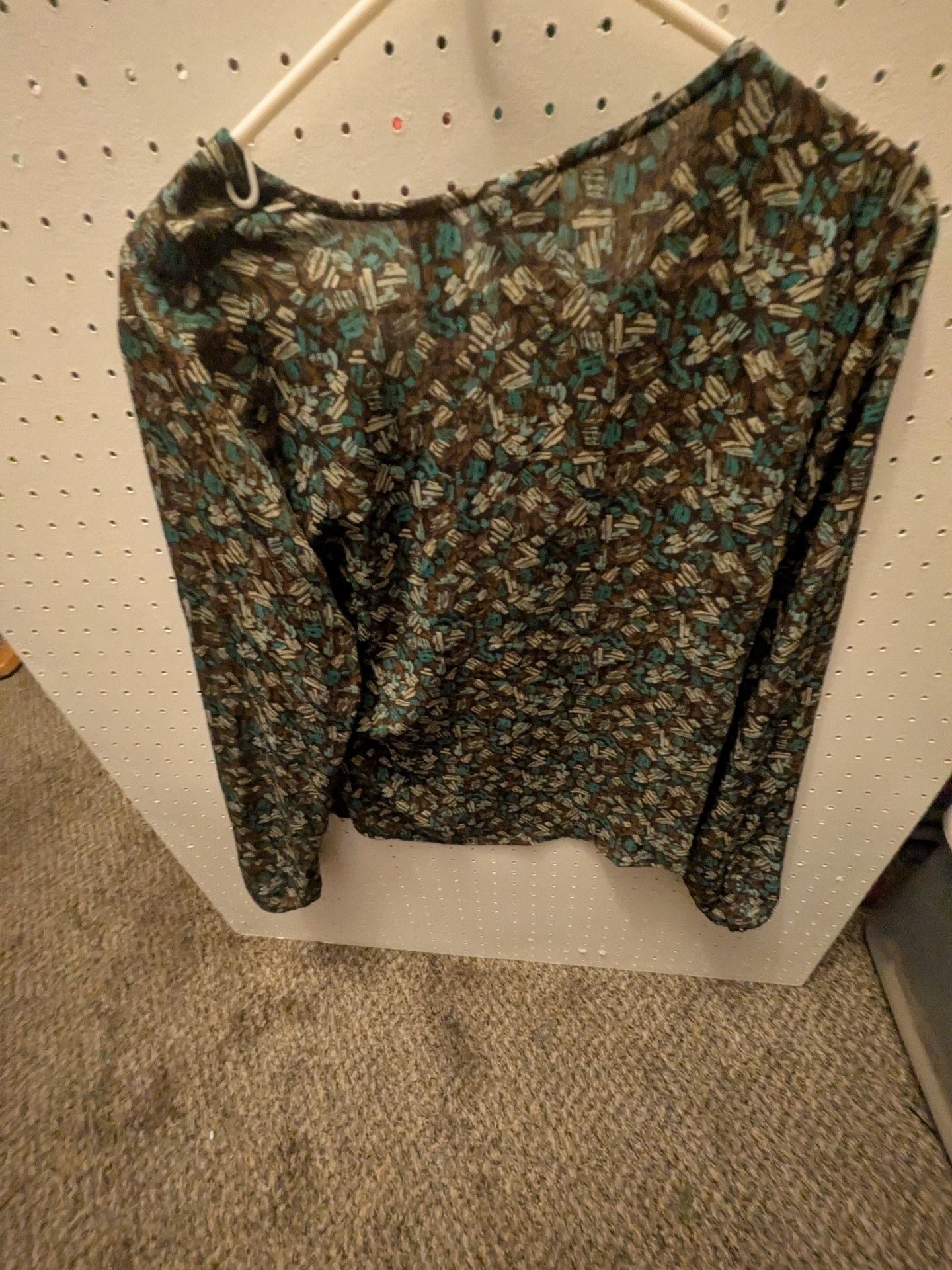 Axcess Blouse Size 12 Abstract Print Ruffle Neck Long Sleeve 4