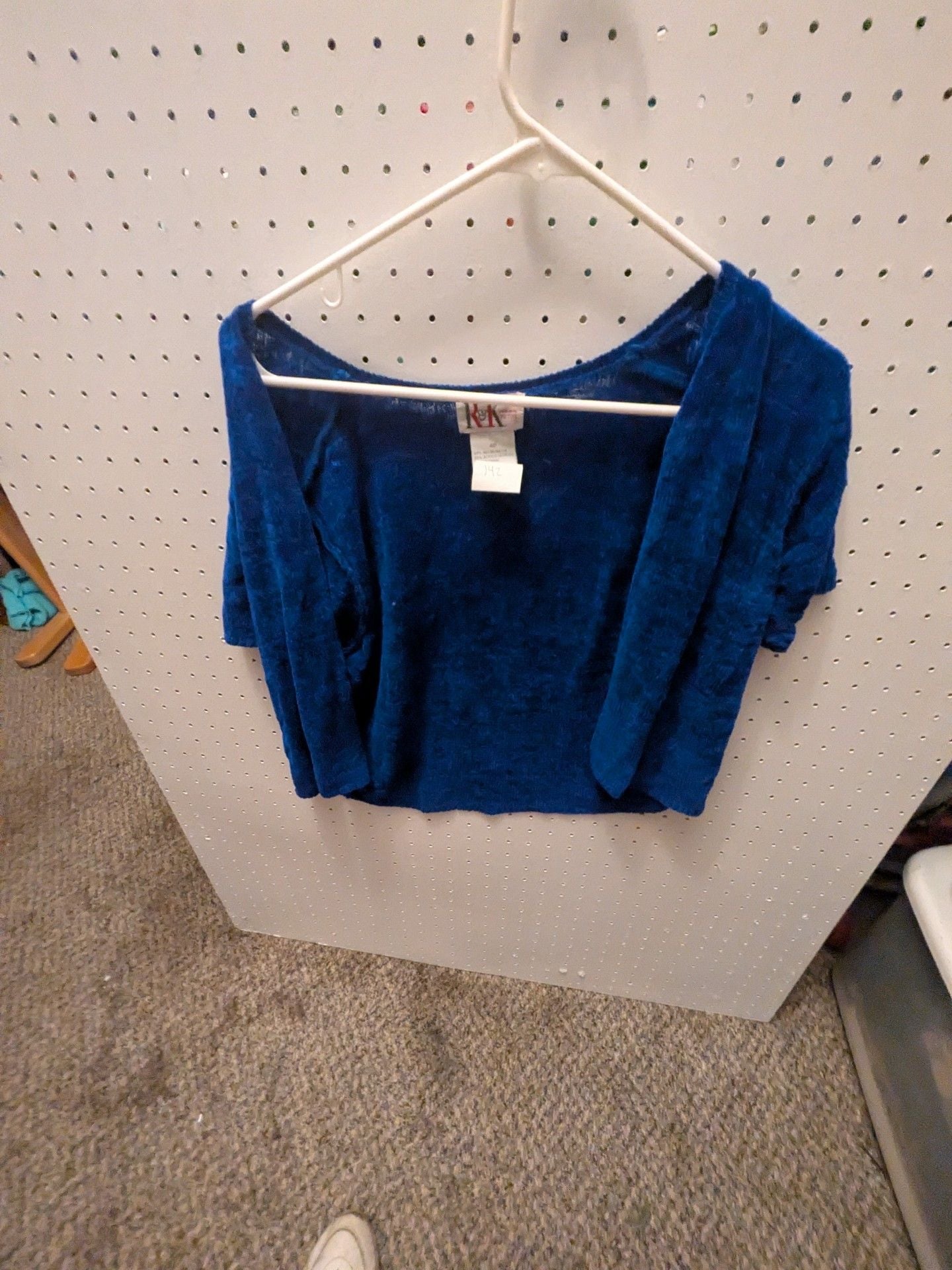 R&K Original Petite Shrug Size 4P Blue Velvet Short Sleeve Bolero 2