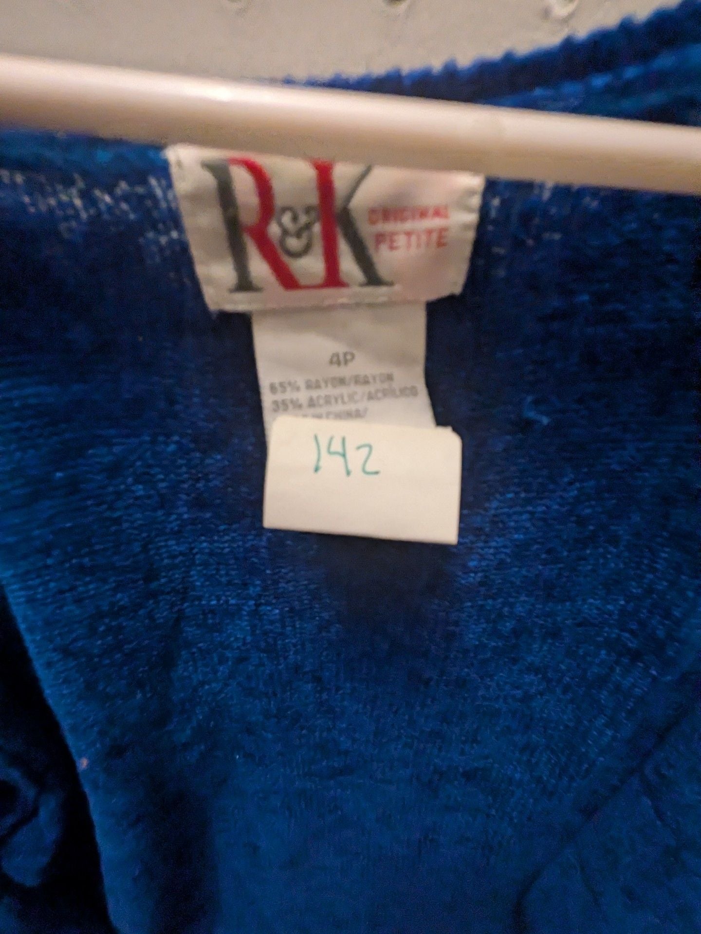 R&K Original Petite Shrug Size 4P Blue Velvet Short Sleeve Bolero 3