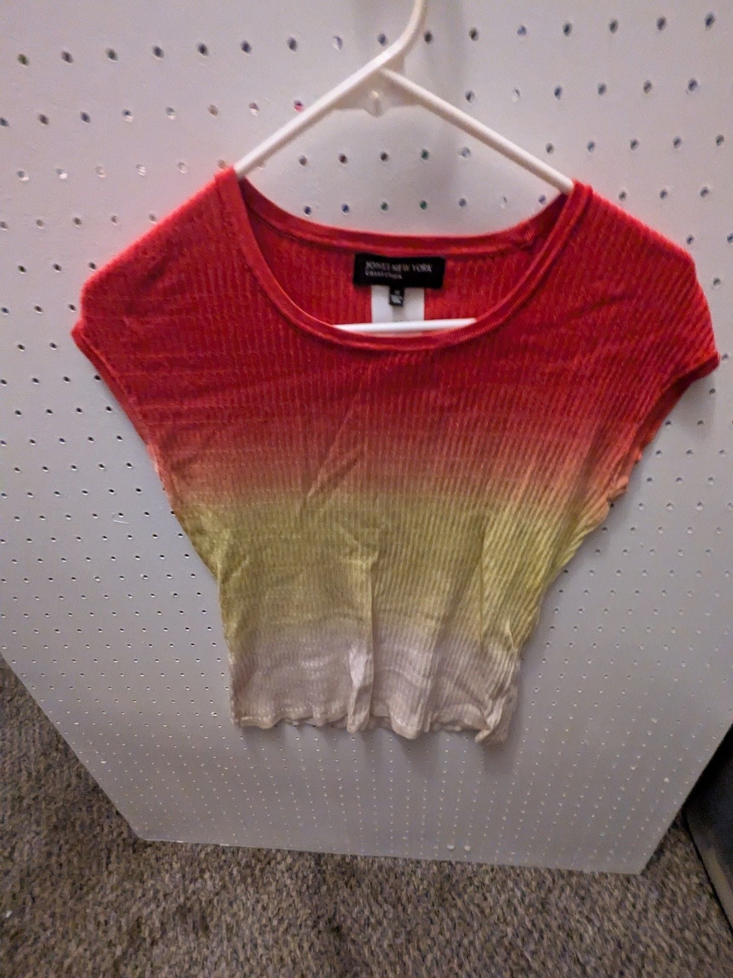 Jones New York Top Size M Ombre Red Yellow Short Sleeve 2
