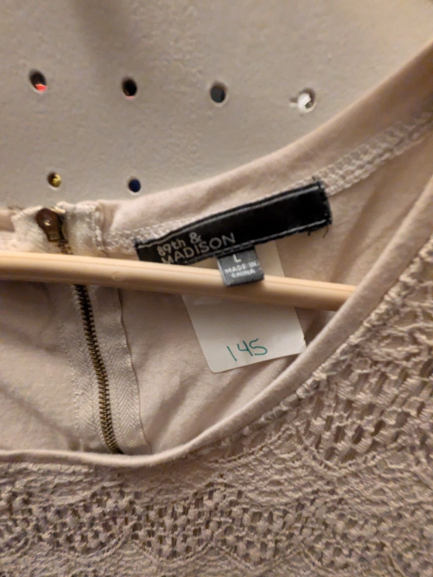 89th & Madison Lace Short Sleeve Top Size L Beige 3