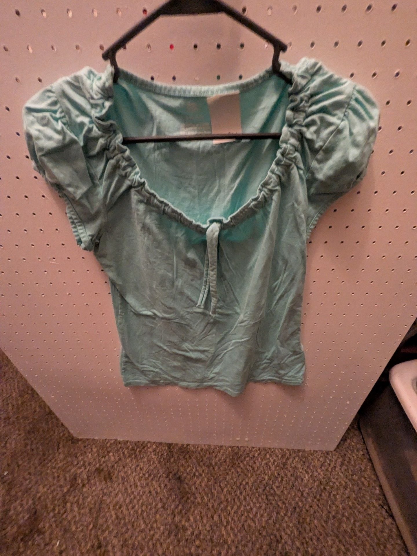 Cotton On Crop Top Blouse Size S (4/6) Mint Green Short Sleeve 1