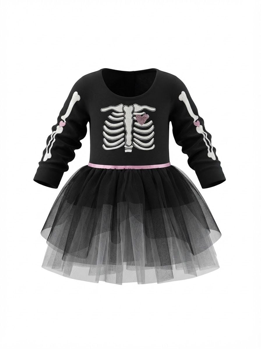 Zunies Skeleton Tutu Dress Black Halloween 2