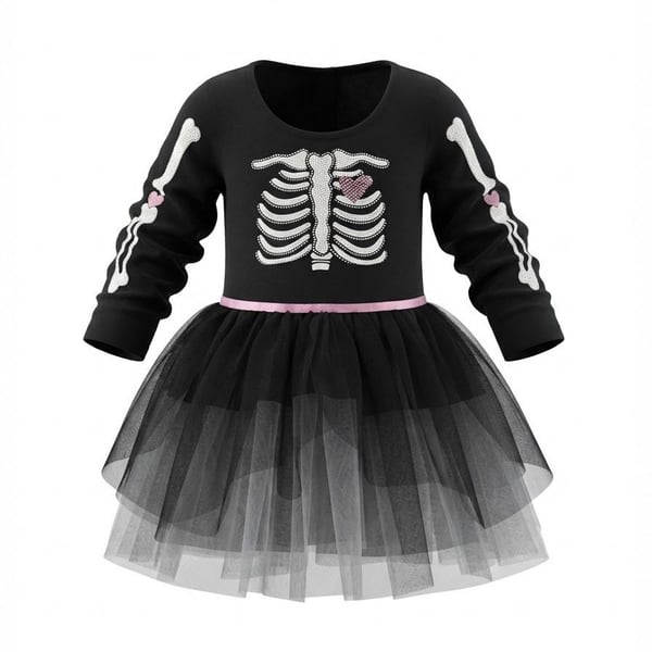 Zunies Skeleton Tutu Dress Black Halloween