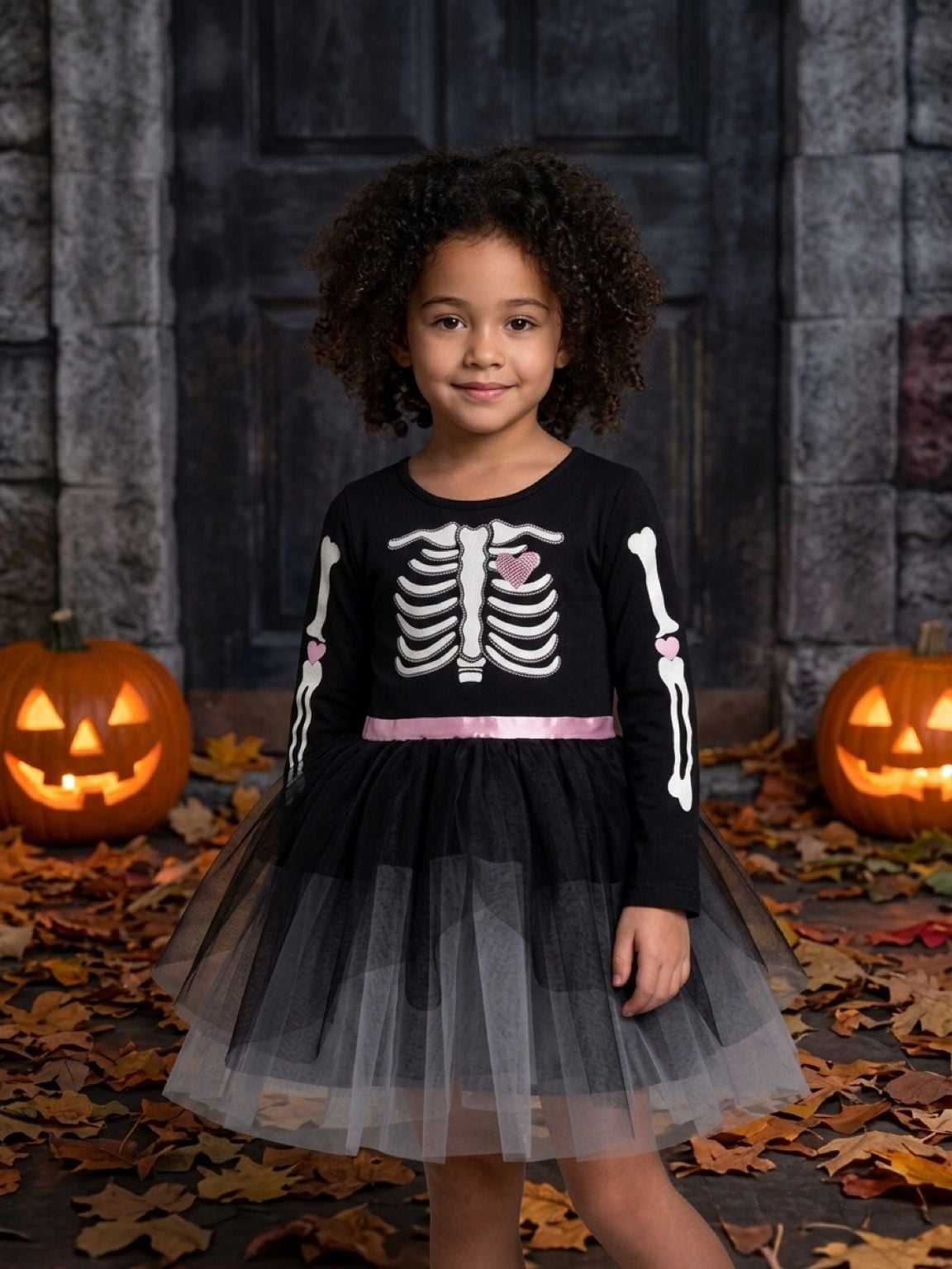 Zunies Skeleton Tutu Dress Black Halloween 5