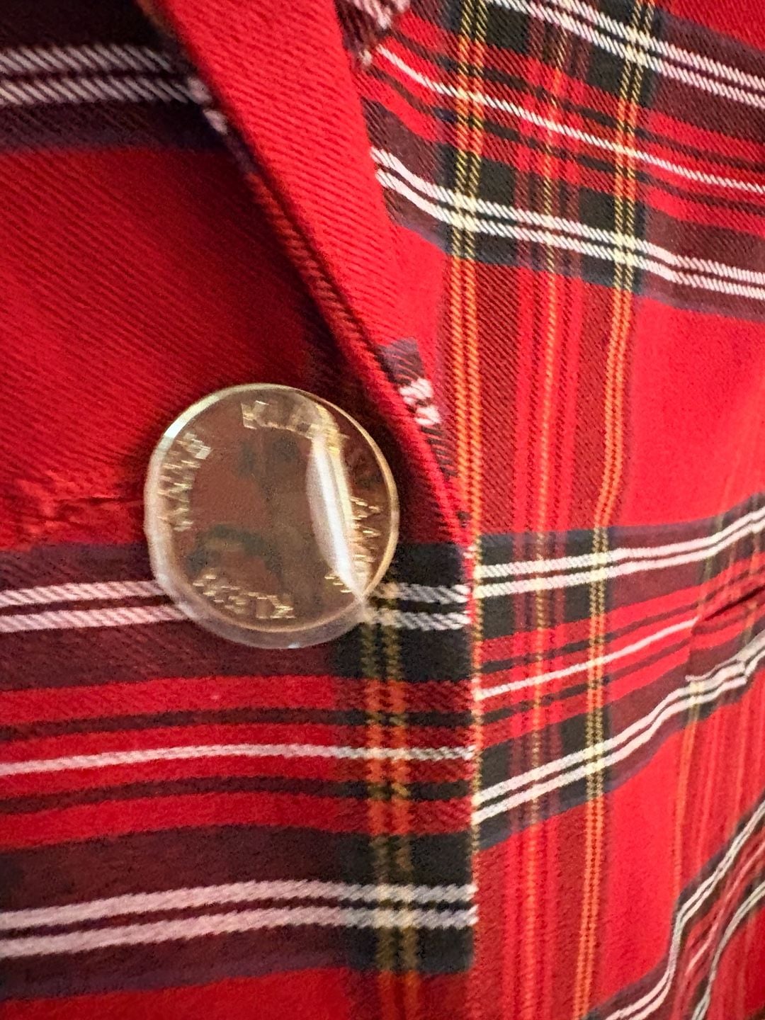 Anne Klein Plaid Blazer Size L Red Tartan Single Button Jacket 4