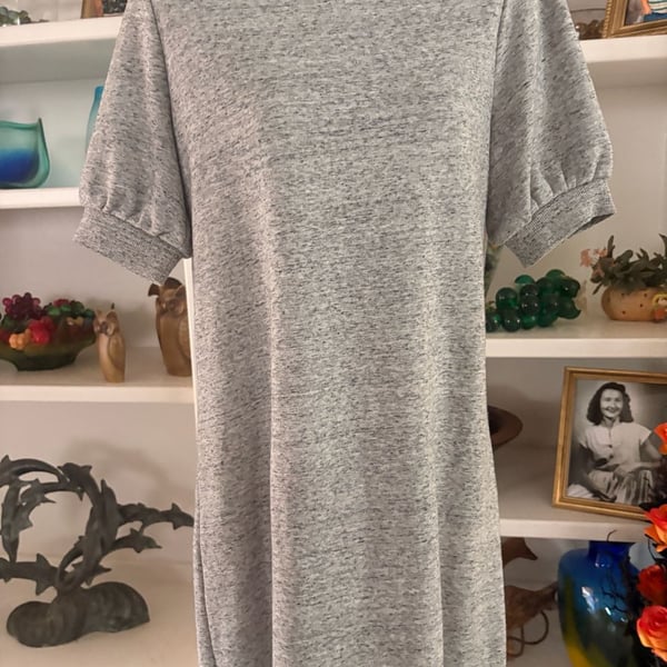 Free Assembly Puff Sleeve Dress Size XS Heather Gray Knit Short Sleeve