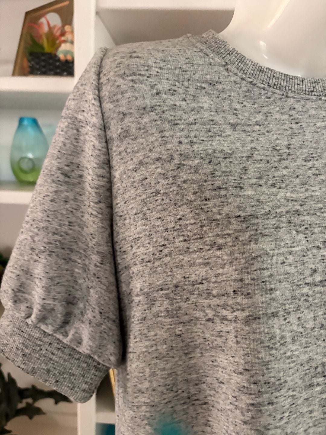 Free Assembly Puff Sleeve Dress Size XS Heather Gray Knit Short Sleeve 3