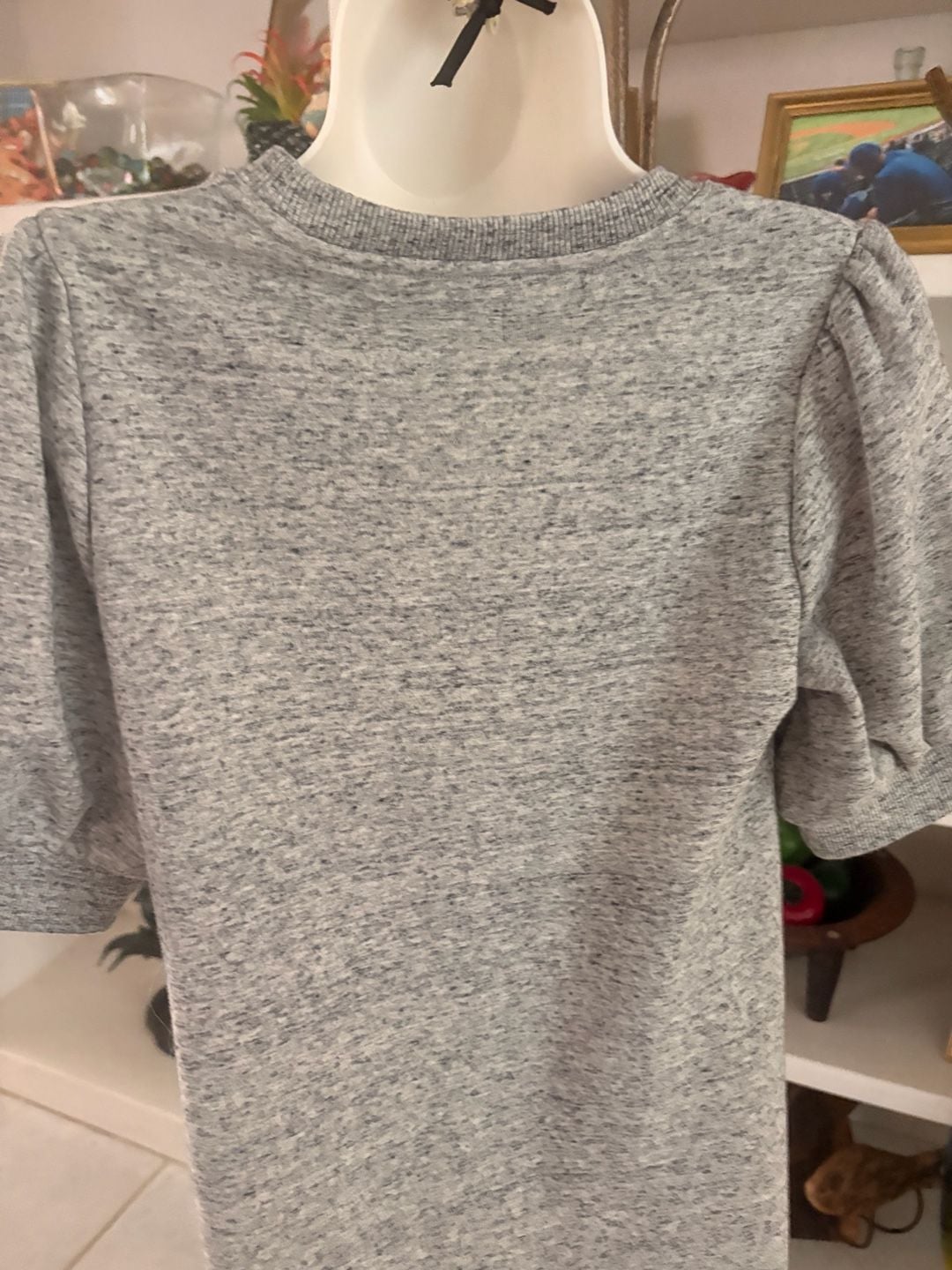 Free Assembly Puff Sleeve Dress Size XS Heather Gray Knit Short Sleeve 7