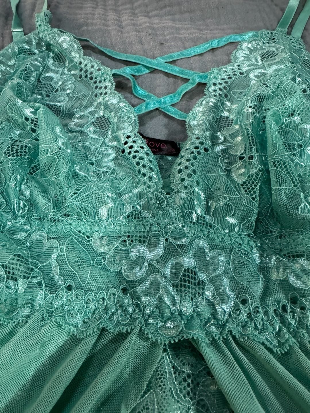 Avidlove Babydoll bodysuit Dress Mint Green Lace Sheer Nightgown 16 4