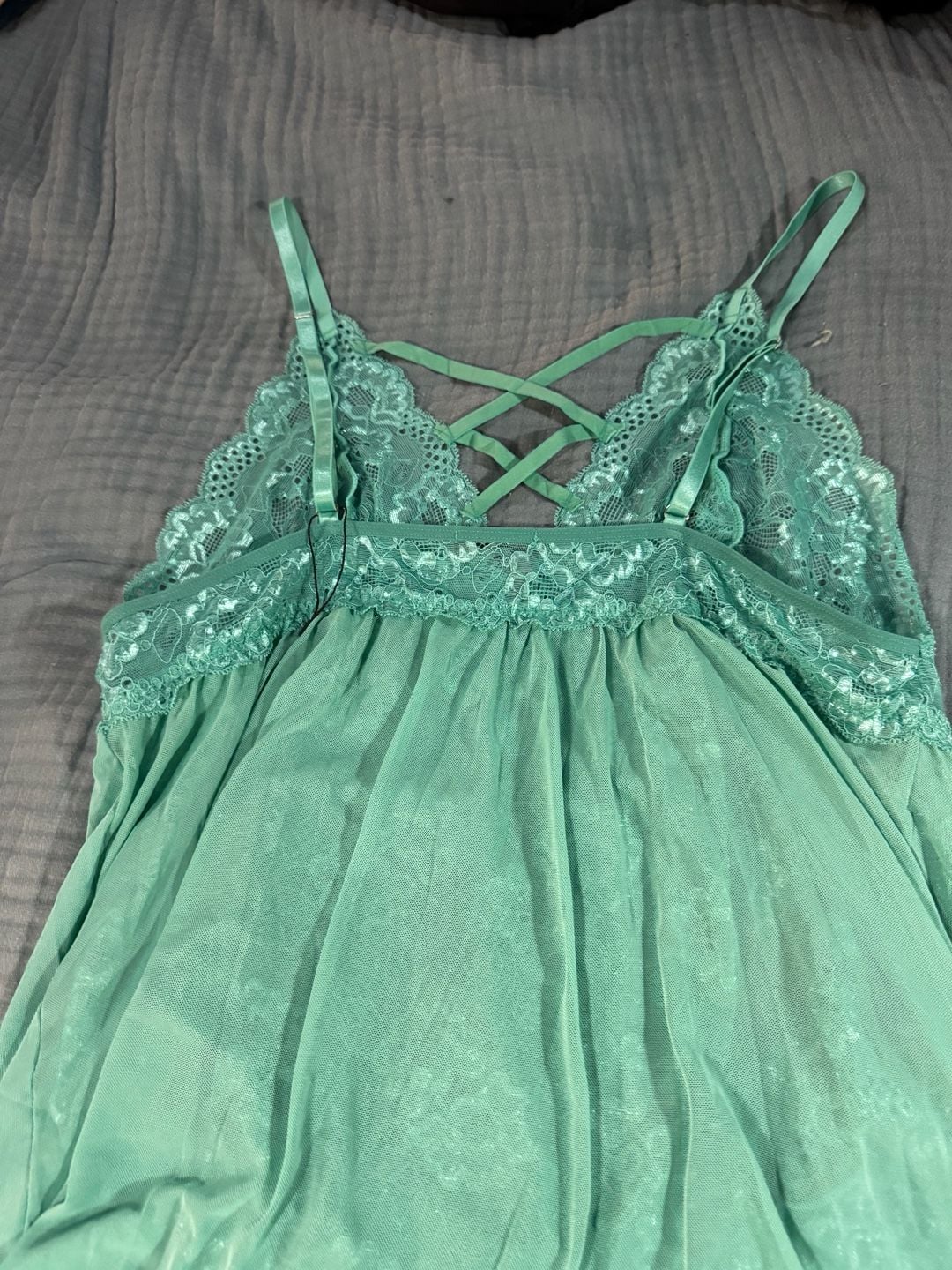Avidlove Babydoll bodysuit Dress Mint Green Lace Sheer Nightgown 16 6