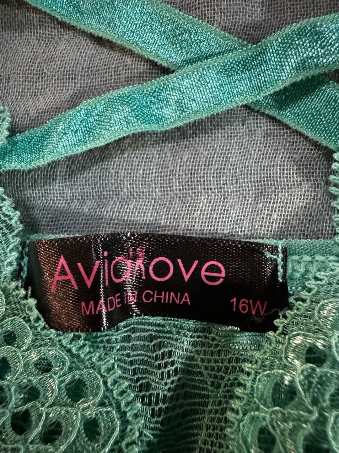 Avidlove Babydoll bodysuit Dress Mint Green Lace Sheer Nightgown 16 7