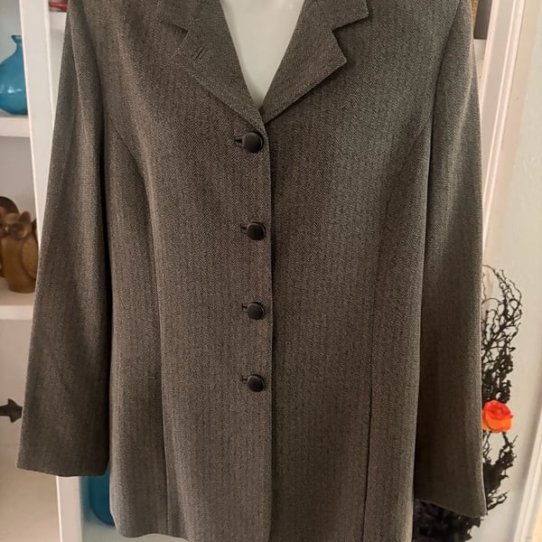 Garfield & Marks Blazer Size 10 Brown Herringbone Wool Jacket Career