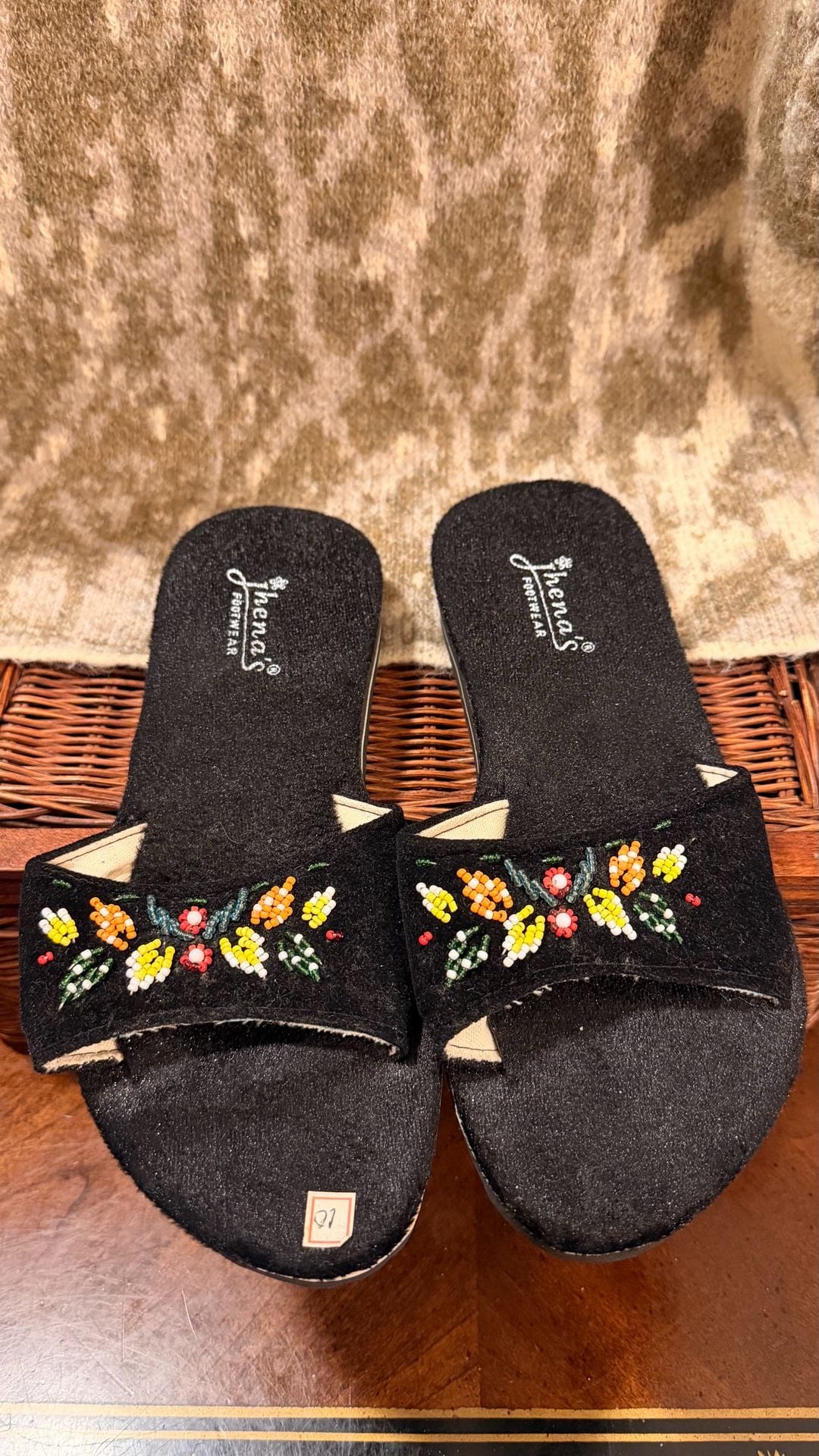 Jhena's Footwear Beaded Slide Sandals Black Size 10 2