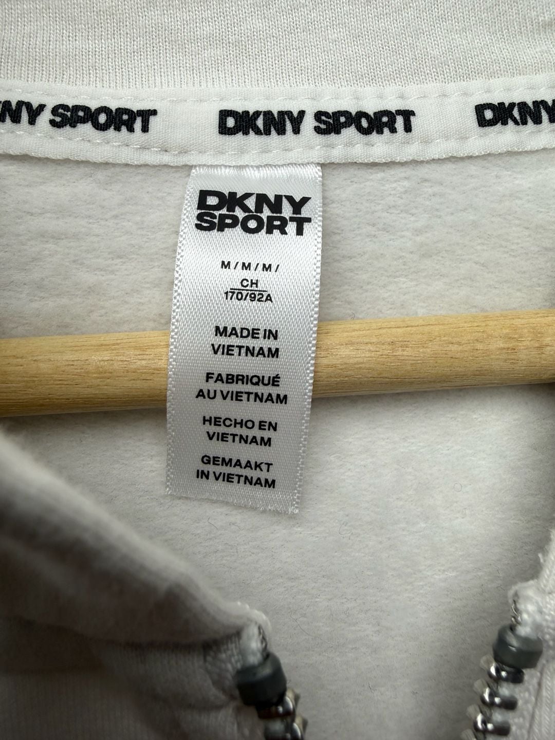 DKNY Sport Full Zip Hoodie Size M White Logo Drawstring Sweatshirt 4