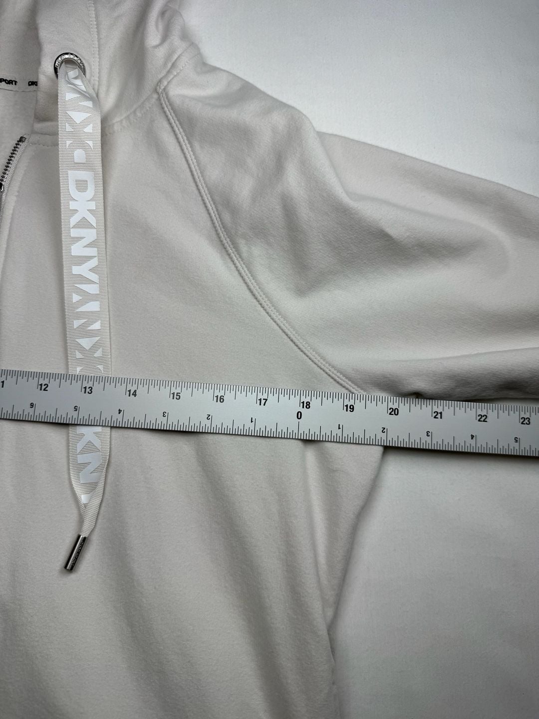 DKNY Sport Full Zip Hoodie Size M White Logo Drawstring Sweatshirt 5