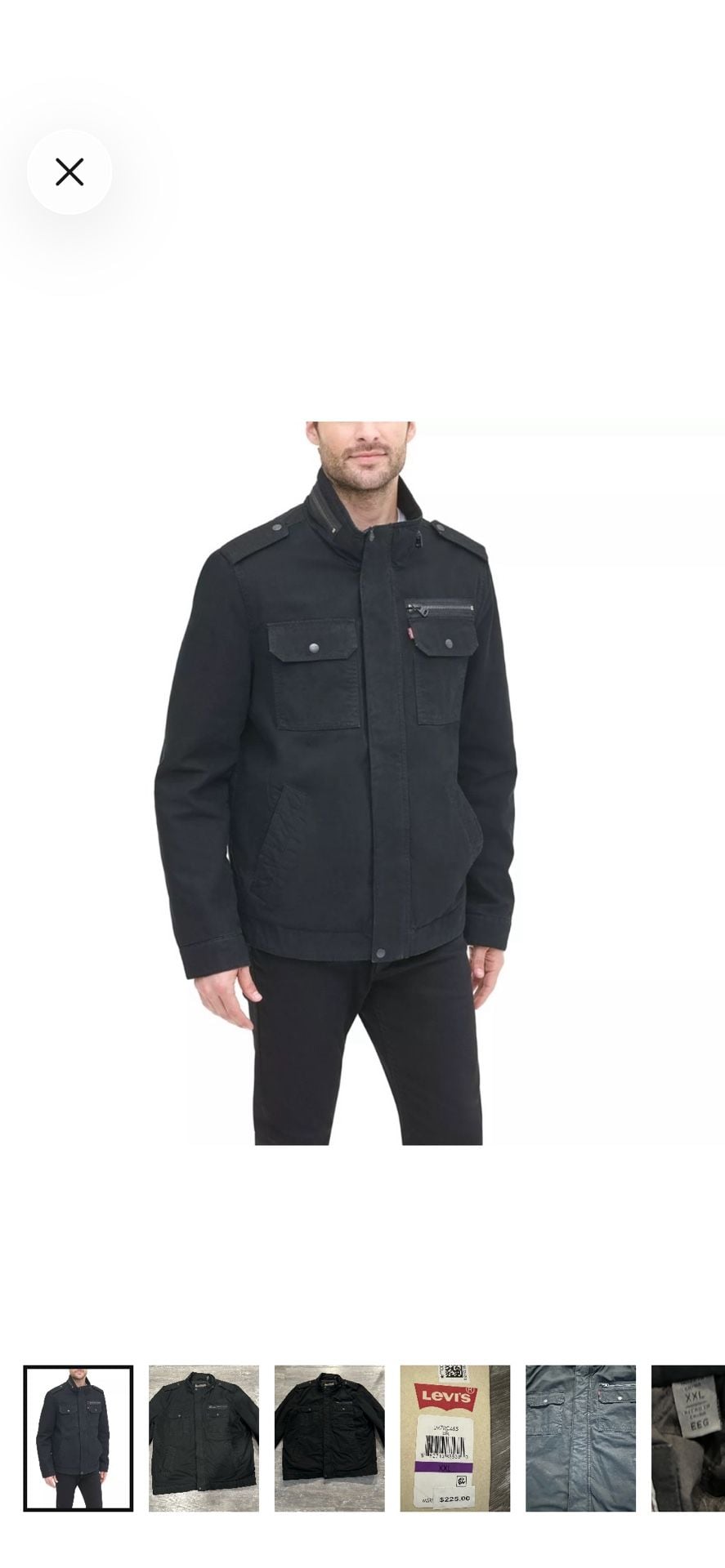 Levi's Cotton Military Jacket Size XXL Black New With Tags 2