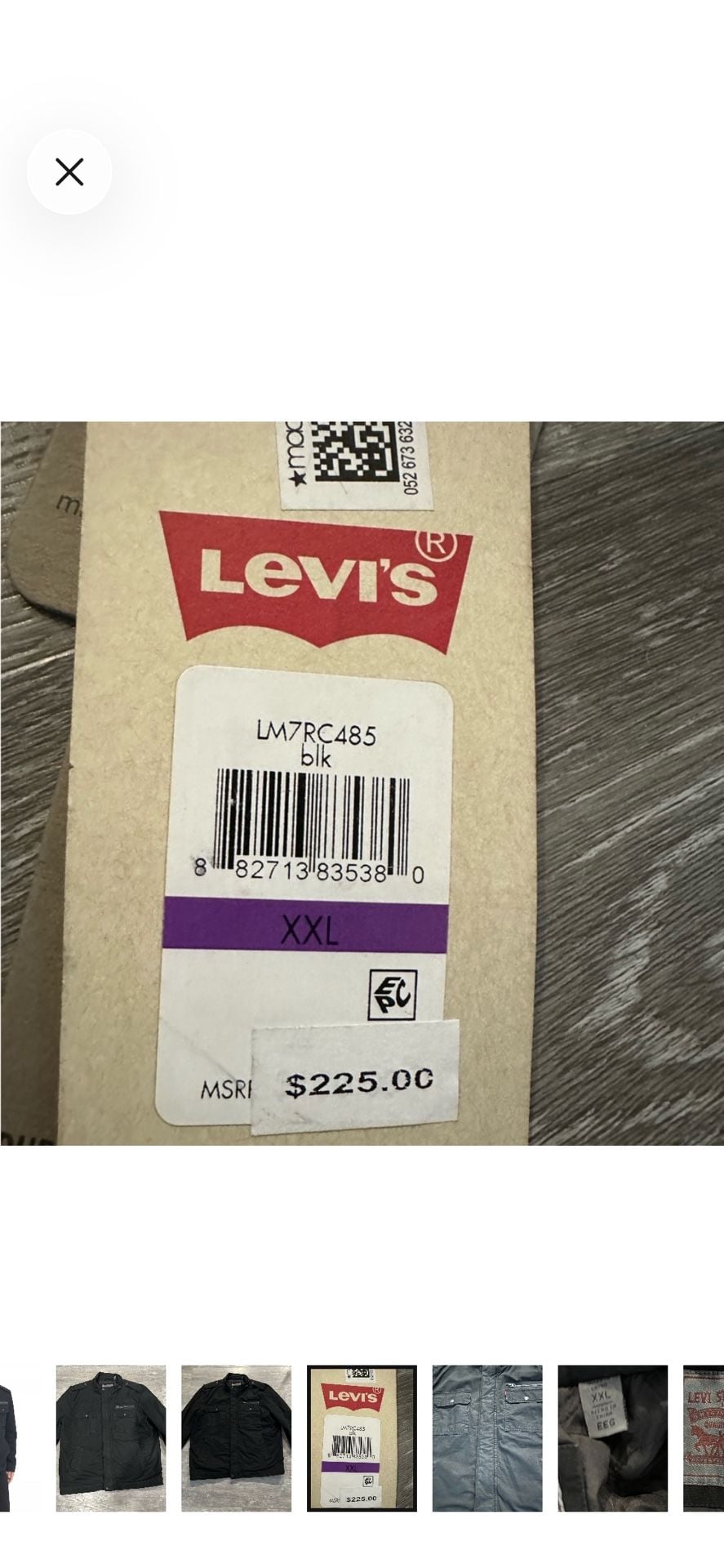 Levi's Cotton Military Jacket Size XXL Black New With Tags 4