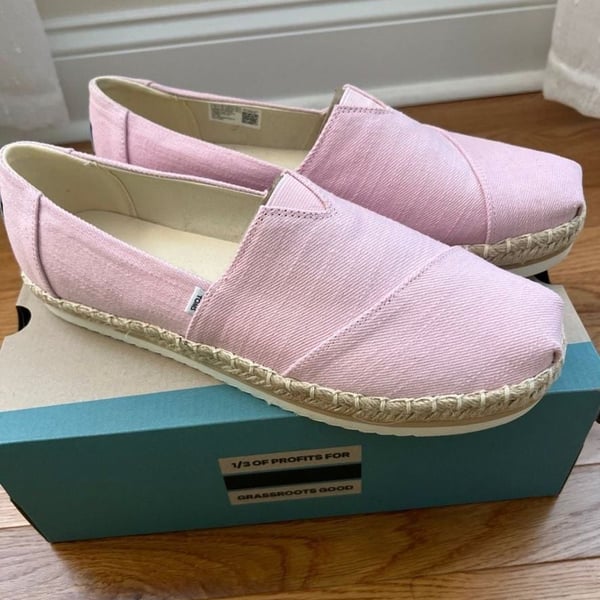 TOMS Alpargata Platform Rope Size 12 Chalky Pink Heavy Twill