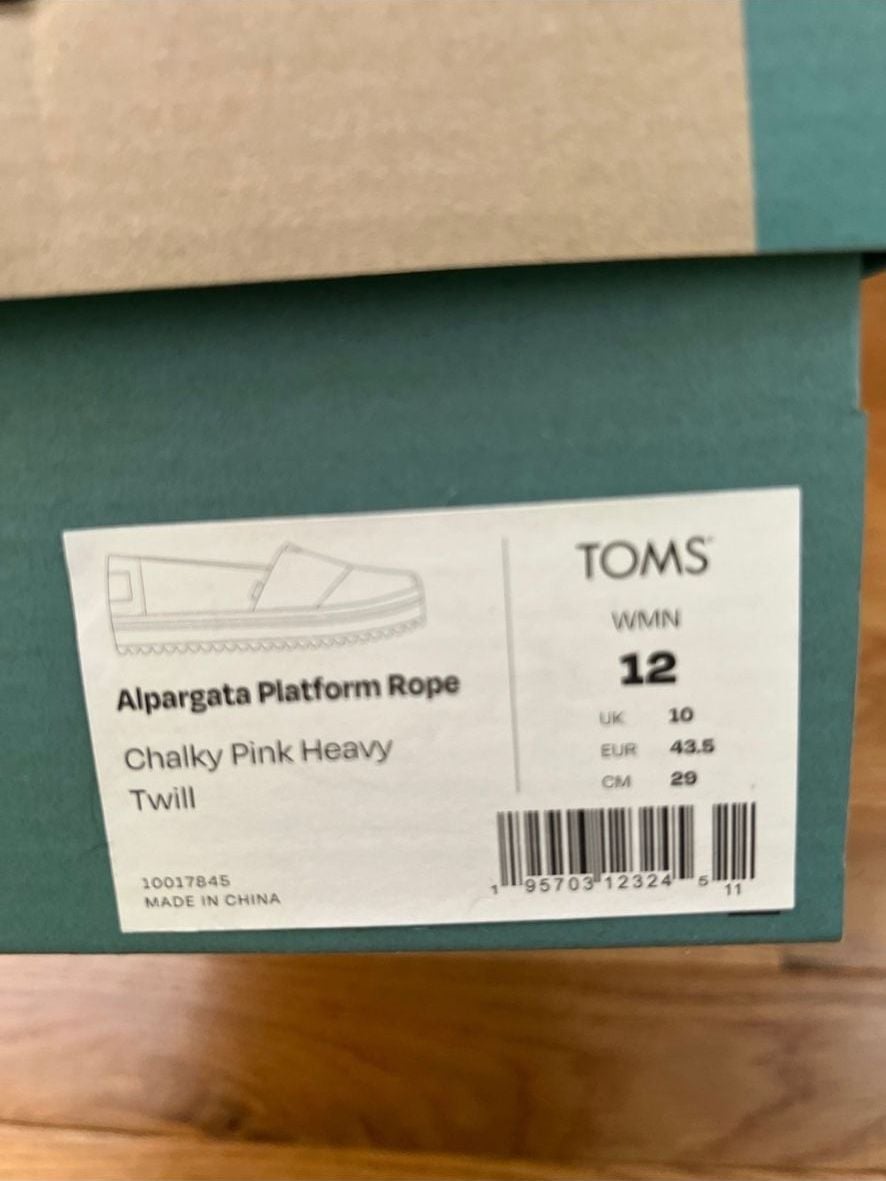 TOMS Alpargata Platform Rope Size 12 Chalky Pink Heavy Twill 6