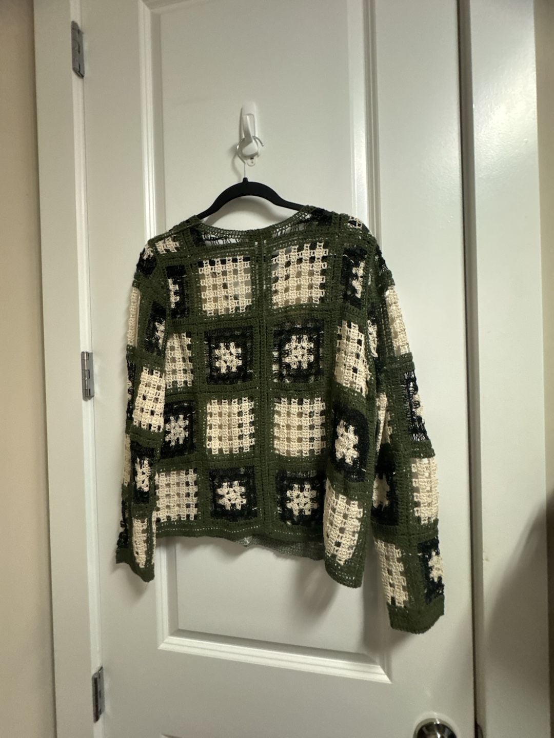 Anneliese Cardigan womens Size M Green Black Crochet Sweater 7