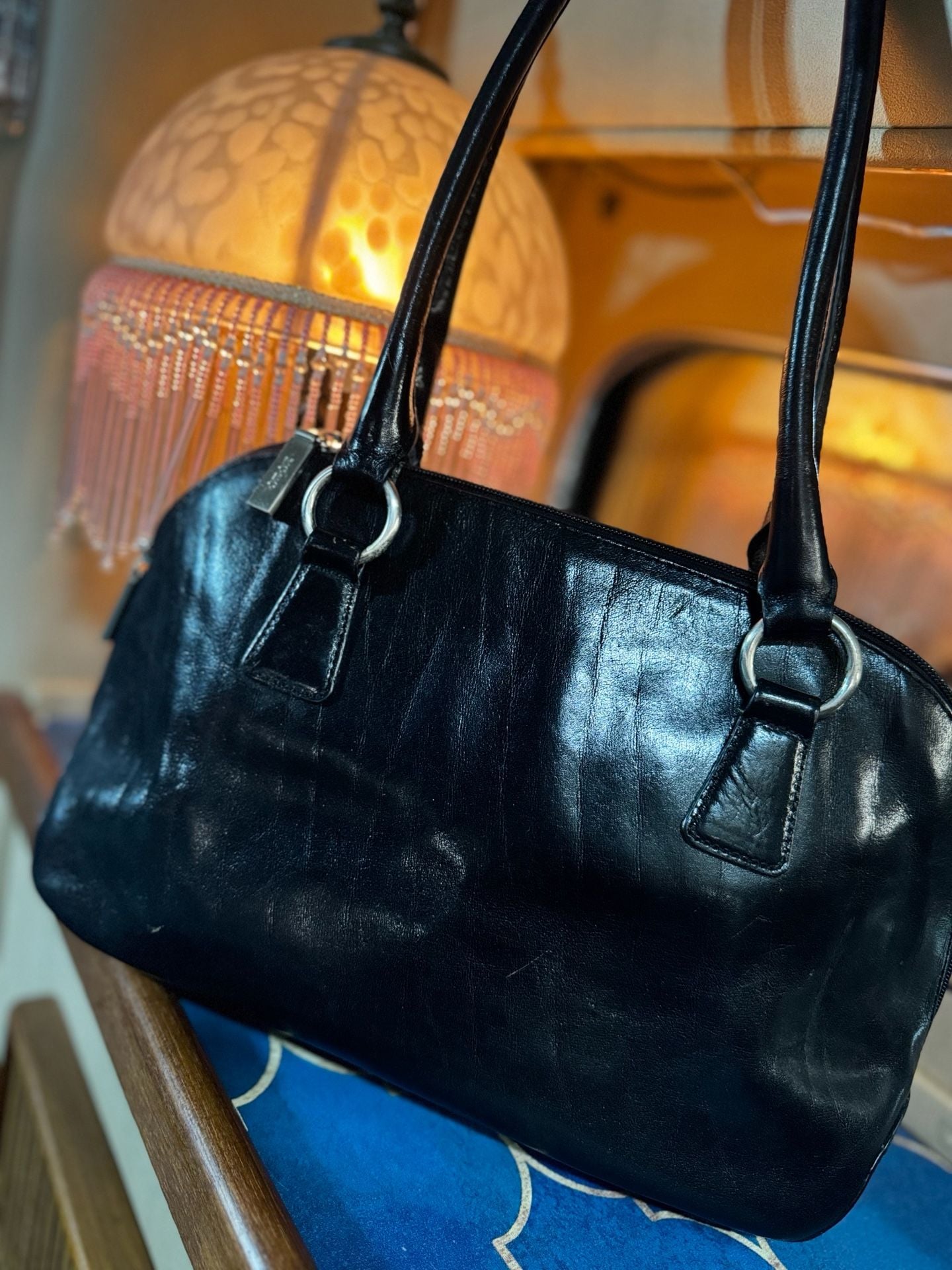 HOBO the original black leather double handle shoulder bag 2