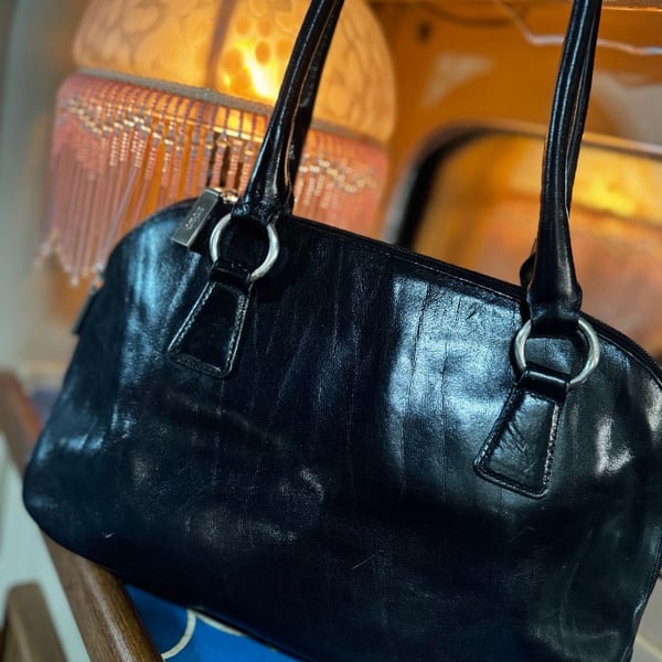 HOBO the original black leather double handle shoulder bag