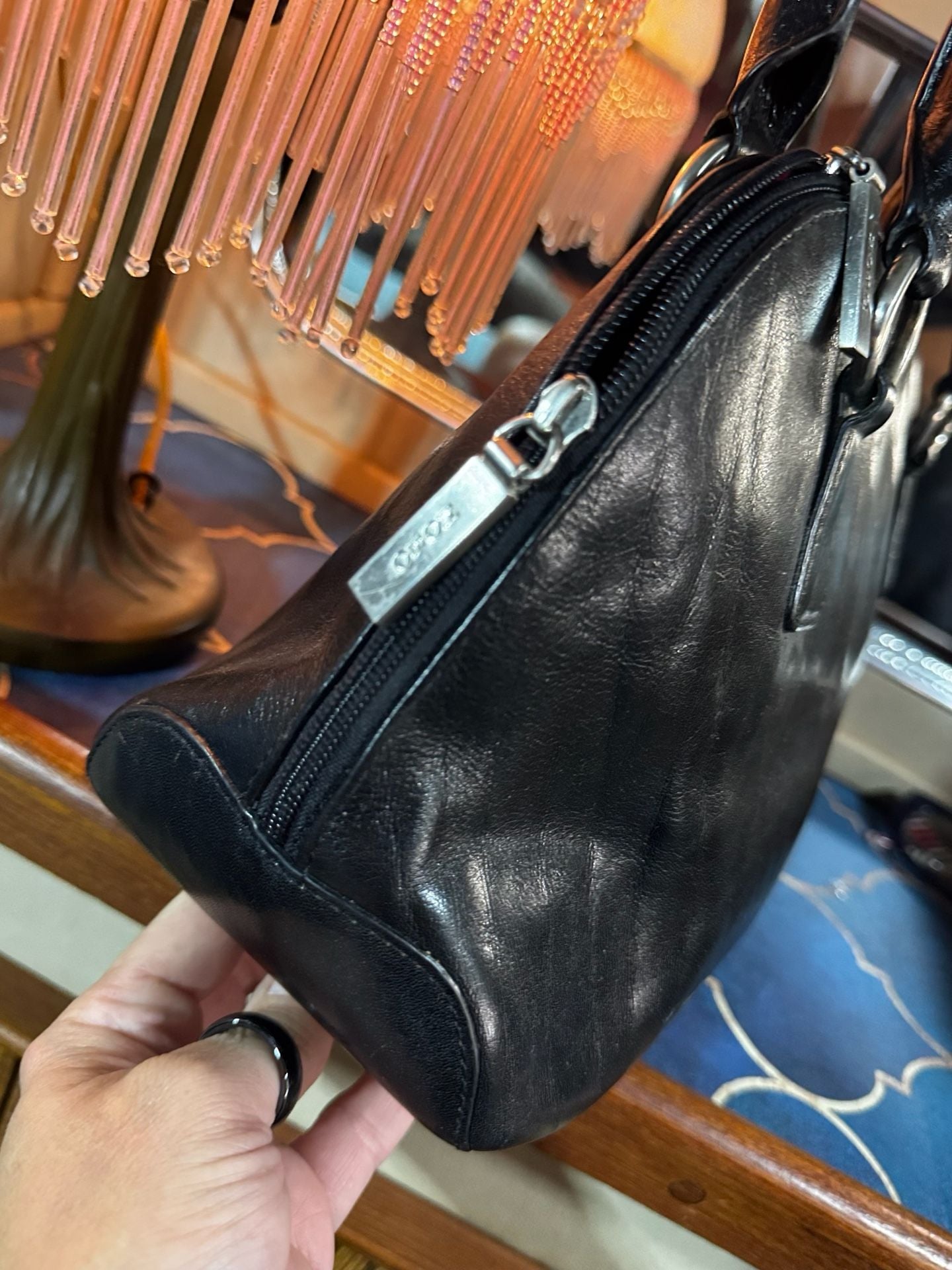 HOBO the original black leather double handle shoulder bag 5