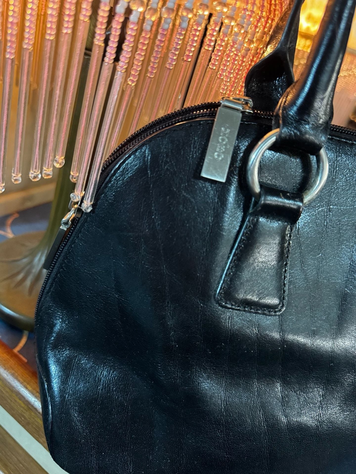 HOBO the original black leather double handle shoulder bag 7