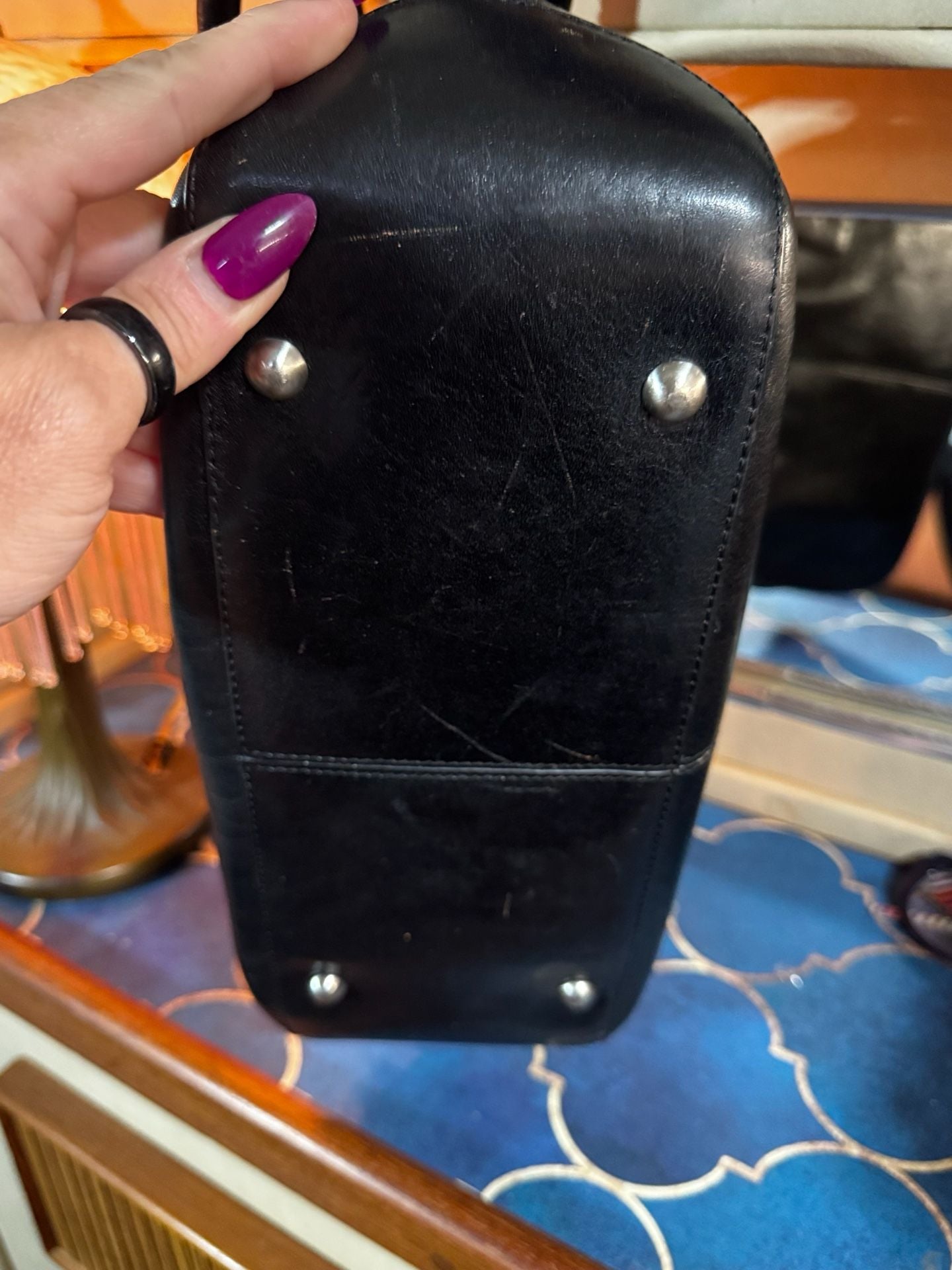 HOBO the original black leather double handle shoulder bag 8