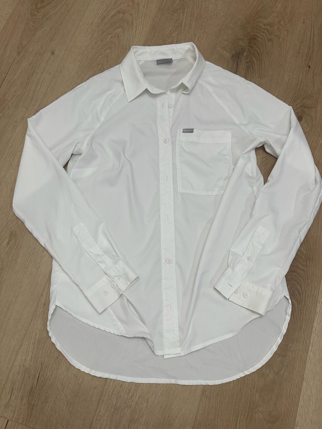 Columbia Long Sleeve Button Up Shirt Size S White Pocket 2