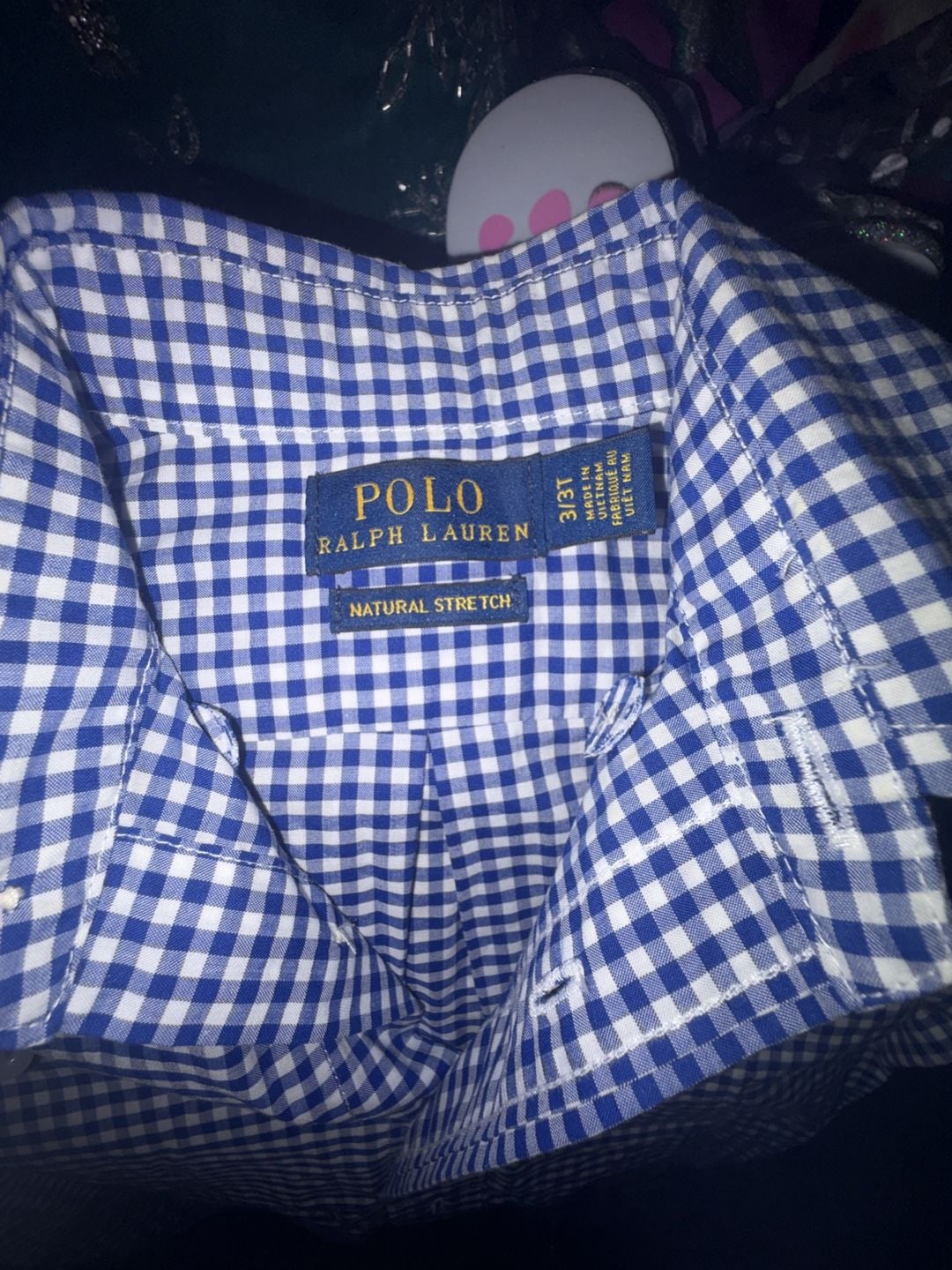 Kids-Polo Ralph Lauren Gingham Button Down Shirt Size 3/3T Blue White 2