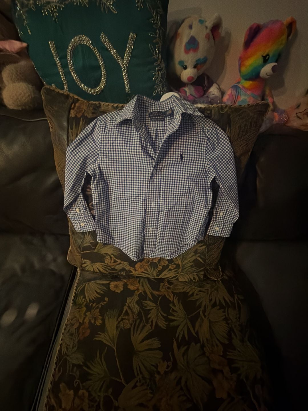 Kids-Polo Ralph Lauren Gingham Button Down Shirt Size 3/3T Blue White 3