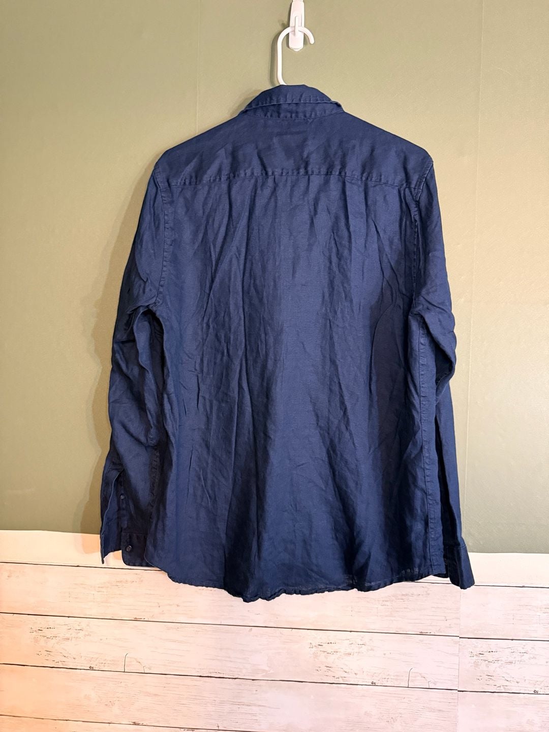 Onia Long Sleeve Button Down Shirt Size Large Blue Linen 3