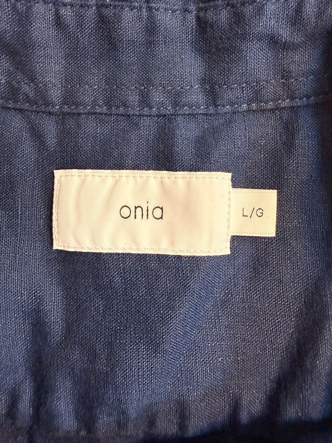 Onia Long Sleeve Button Down Shirt Size Large Blue Linen 4