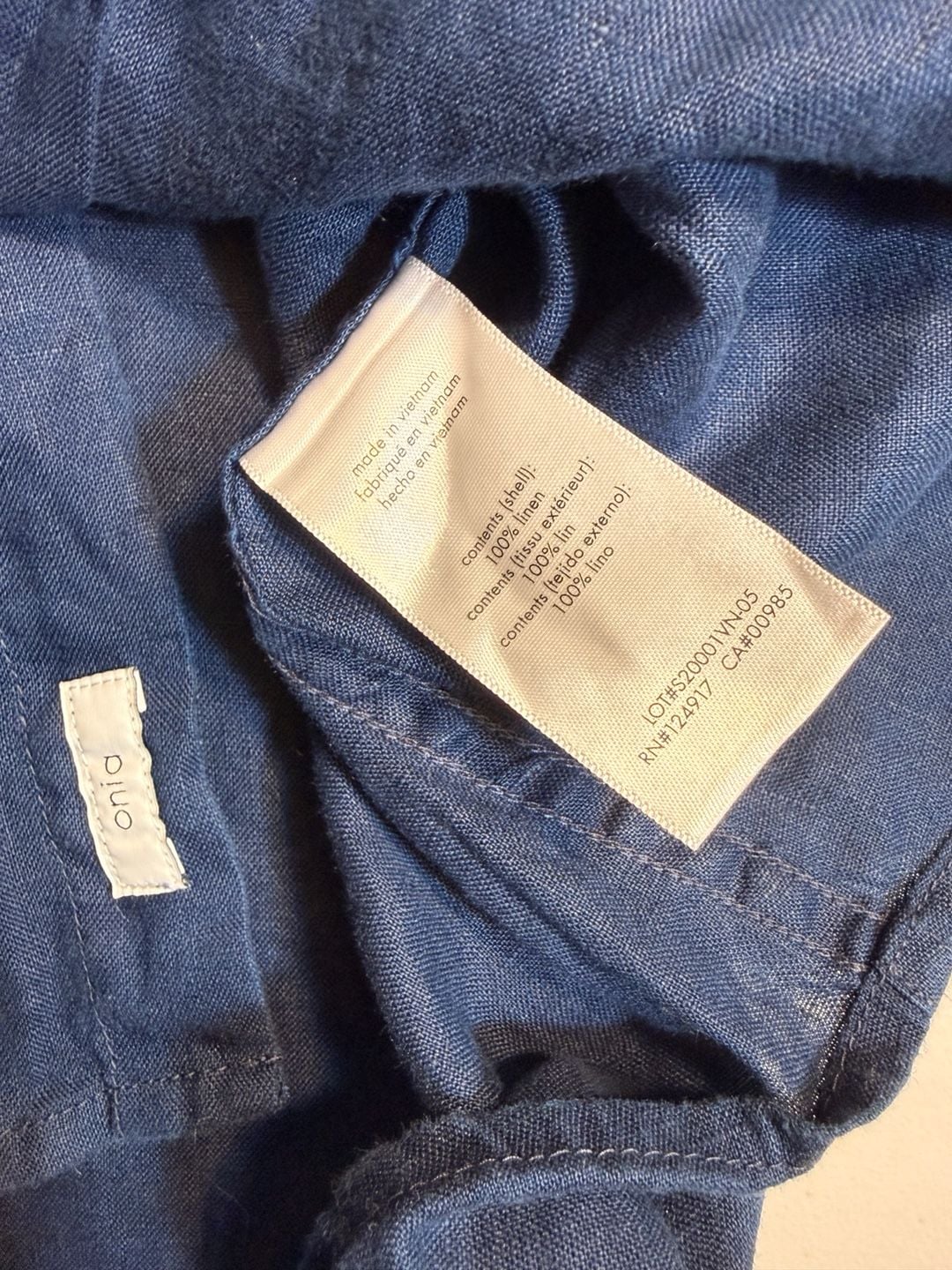 Onia Long Sleeve Button Down Shirt Size Large Blue Linen 5
