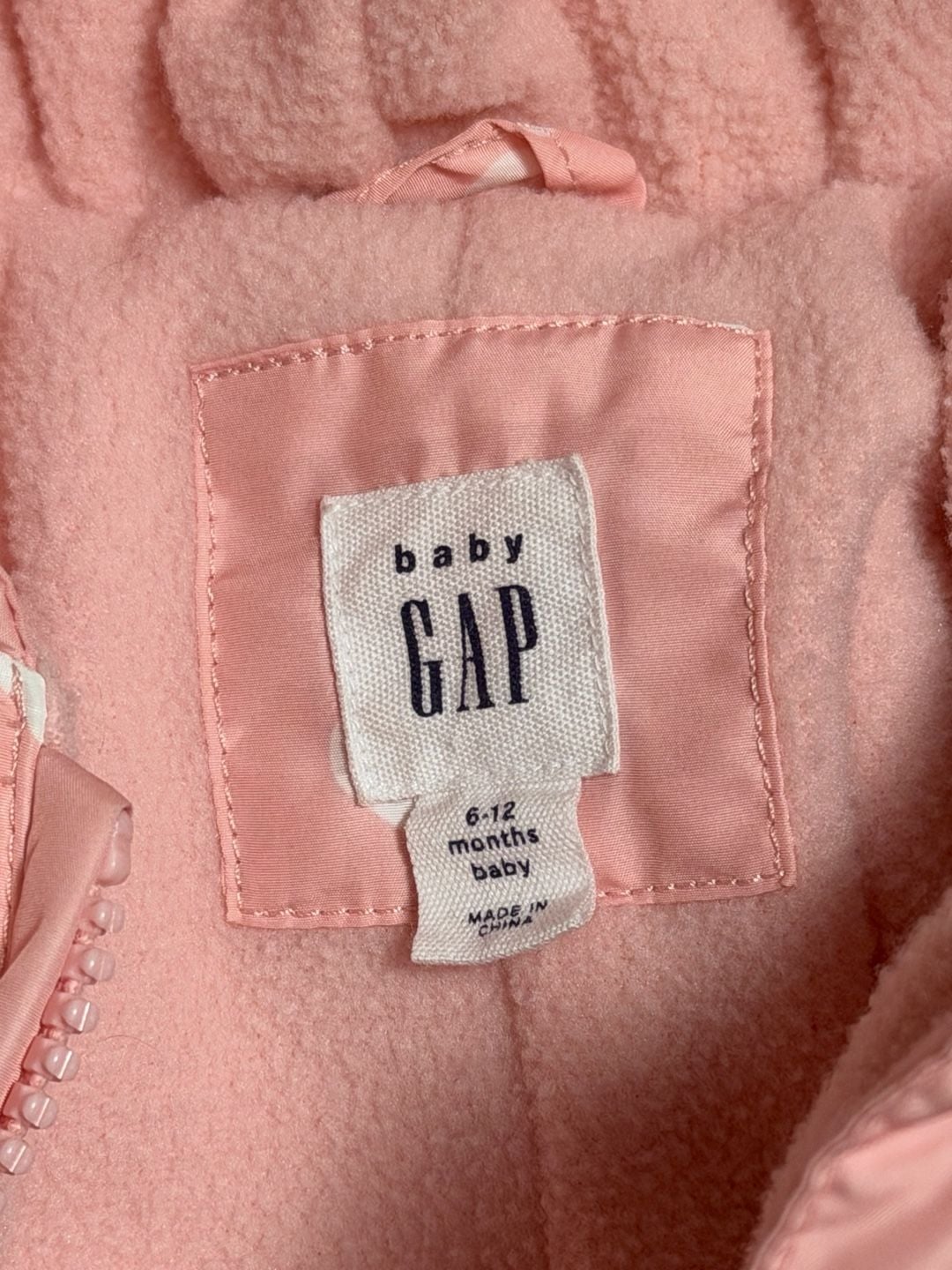 Baby Gap Snowsuit 6-12 Months Pink White Hearts Down Puffer Hooded 4