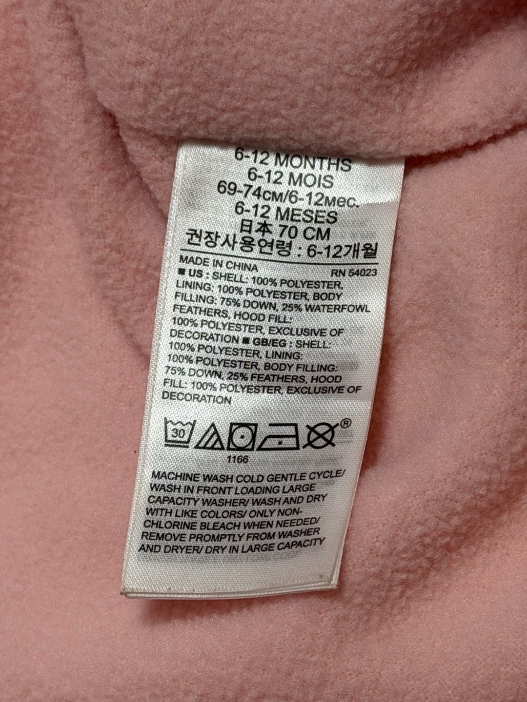 Baby Gap Snowsuit 6-12 Months Pink White Hearts Down Puffer Hooded 6