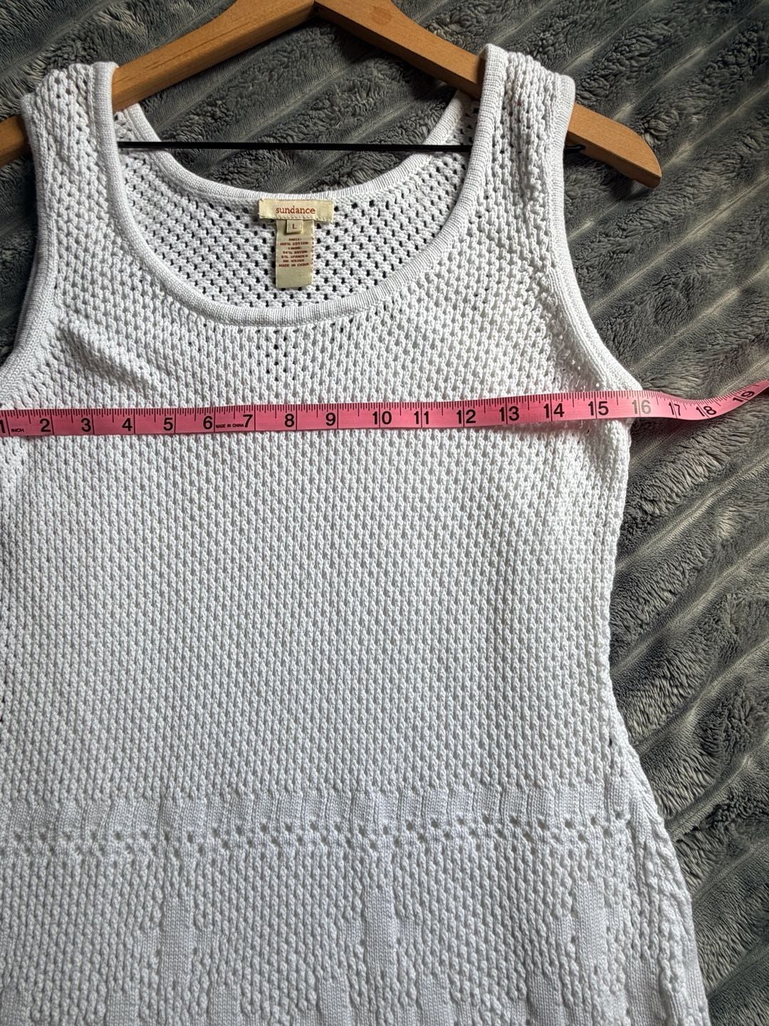 Sundance Sleeveless Crochet Mini Dress Size L White Cotton Resortwear Boho 6